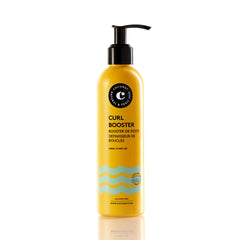 COCUNAT Curl Booster Gel bottle with defined curls demonstration and frizz control