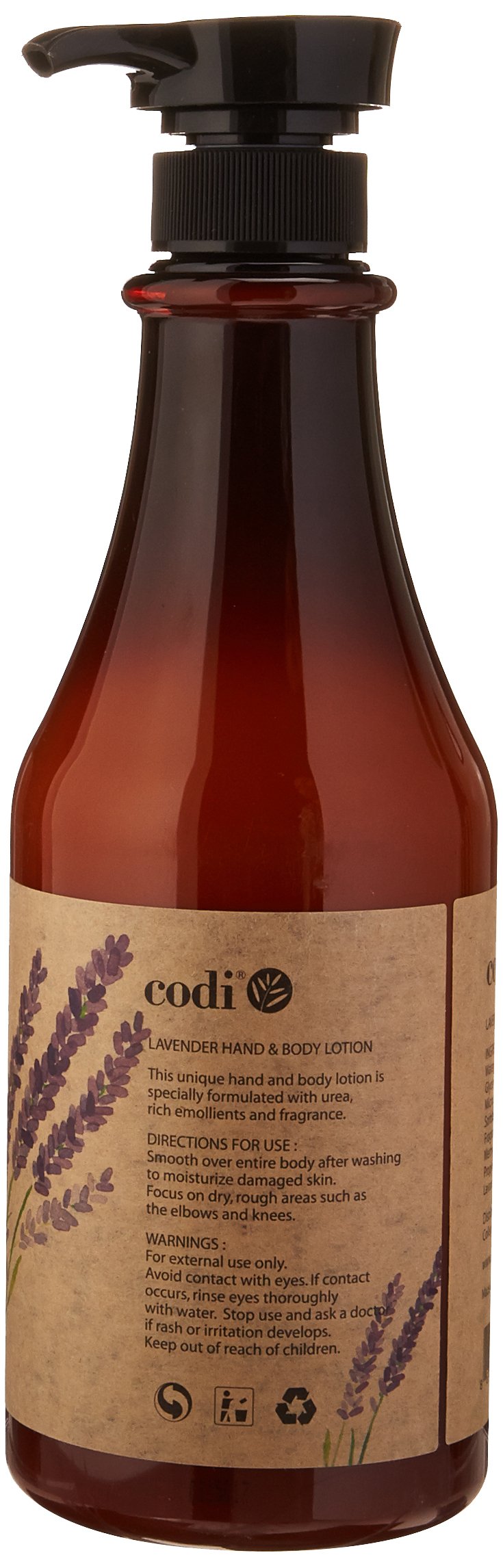 CODi Lavender fragrance lotion bottle evokes calm aromatherapy during daily routines