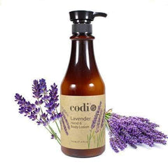 CODi Lavender Lotion ingredients panel emphasizes organic, nourishing components.