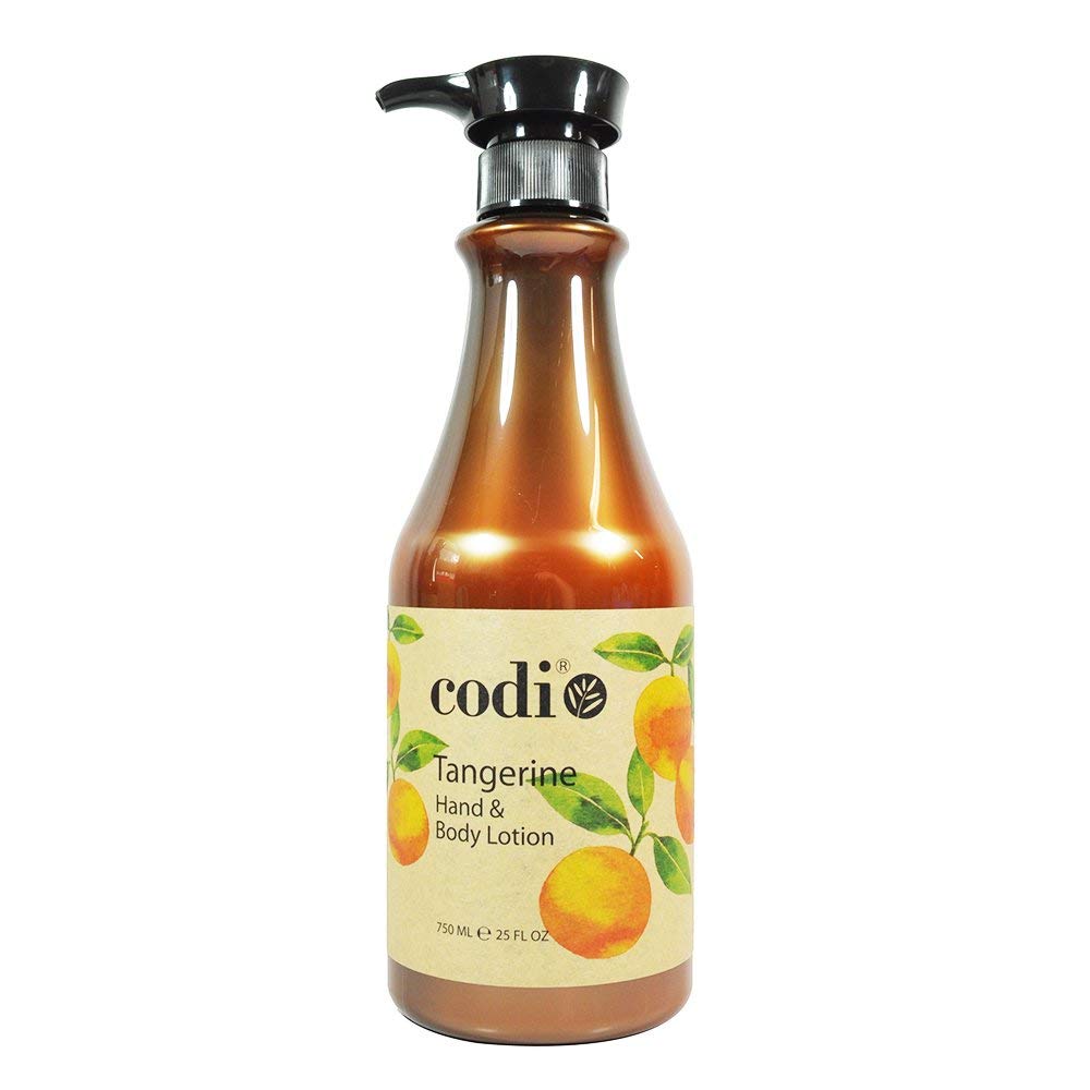 Codi Tangerine hand and body lotion bottle offering daily moisture and light citrus scent.