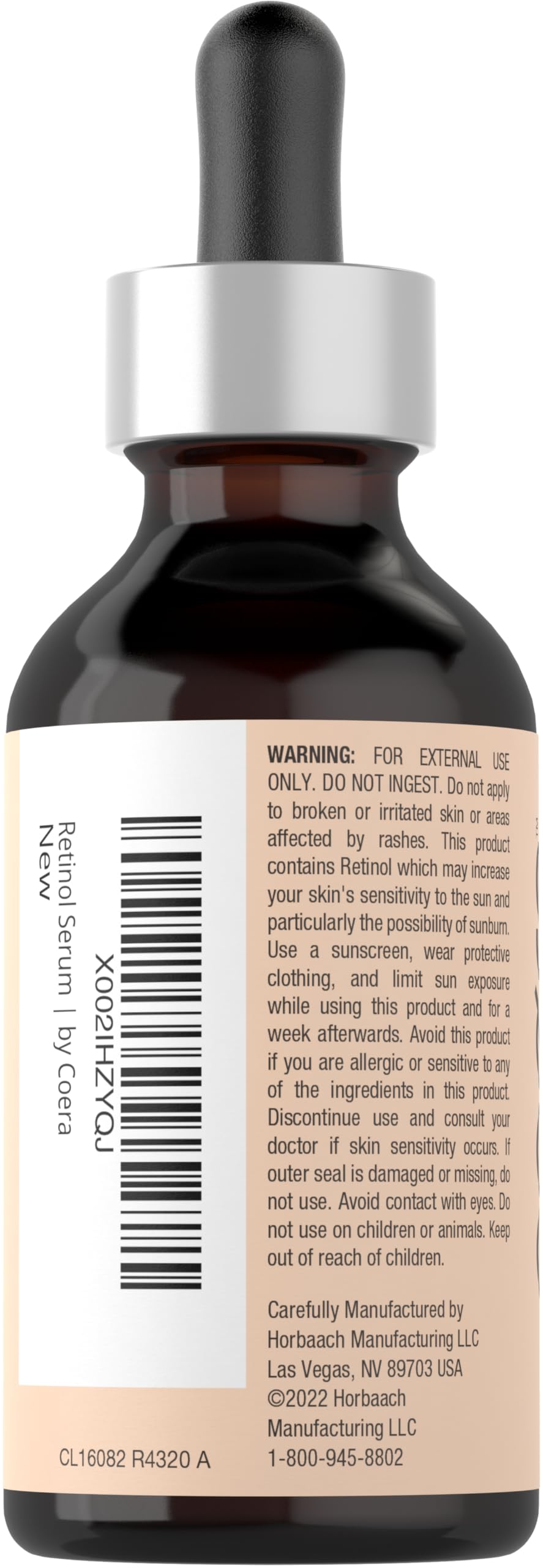 Coera Retinol Serum pump dispense close-up for easy application.
