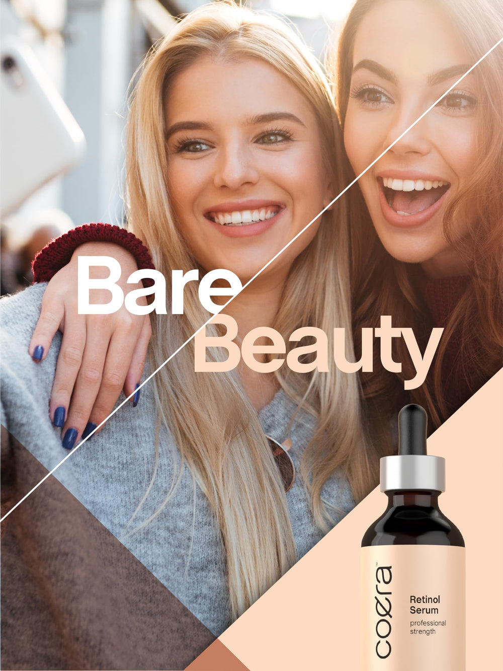 Coera Retinol Serum in-use scene highlighting refreshed, hydrated skin.