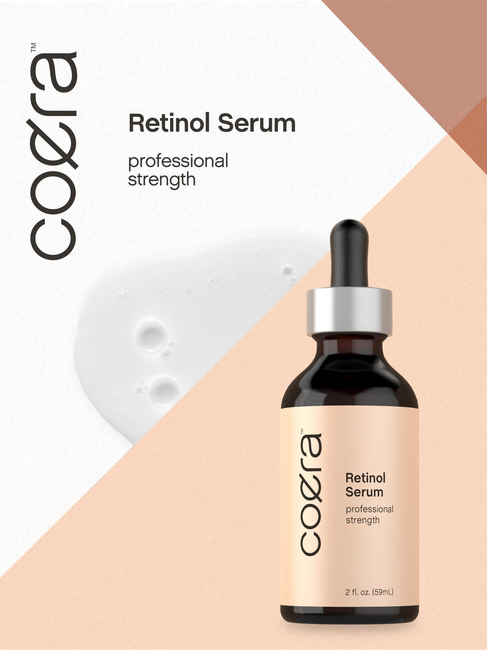 Coera Retinol Serum lab-tested ingredients badge close-up.