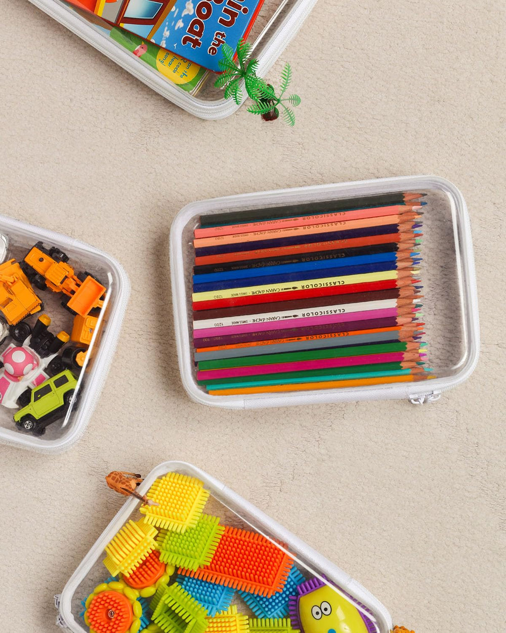 CoiiJoii 3PCS clear zipper case for crafts, storage, and organization