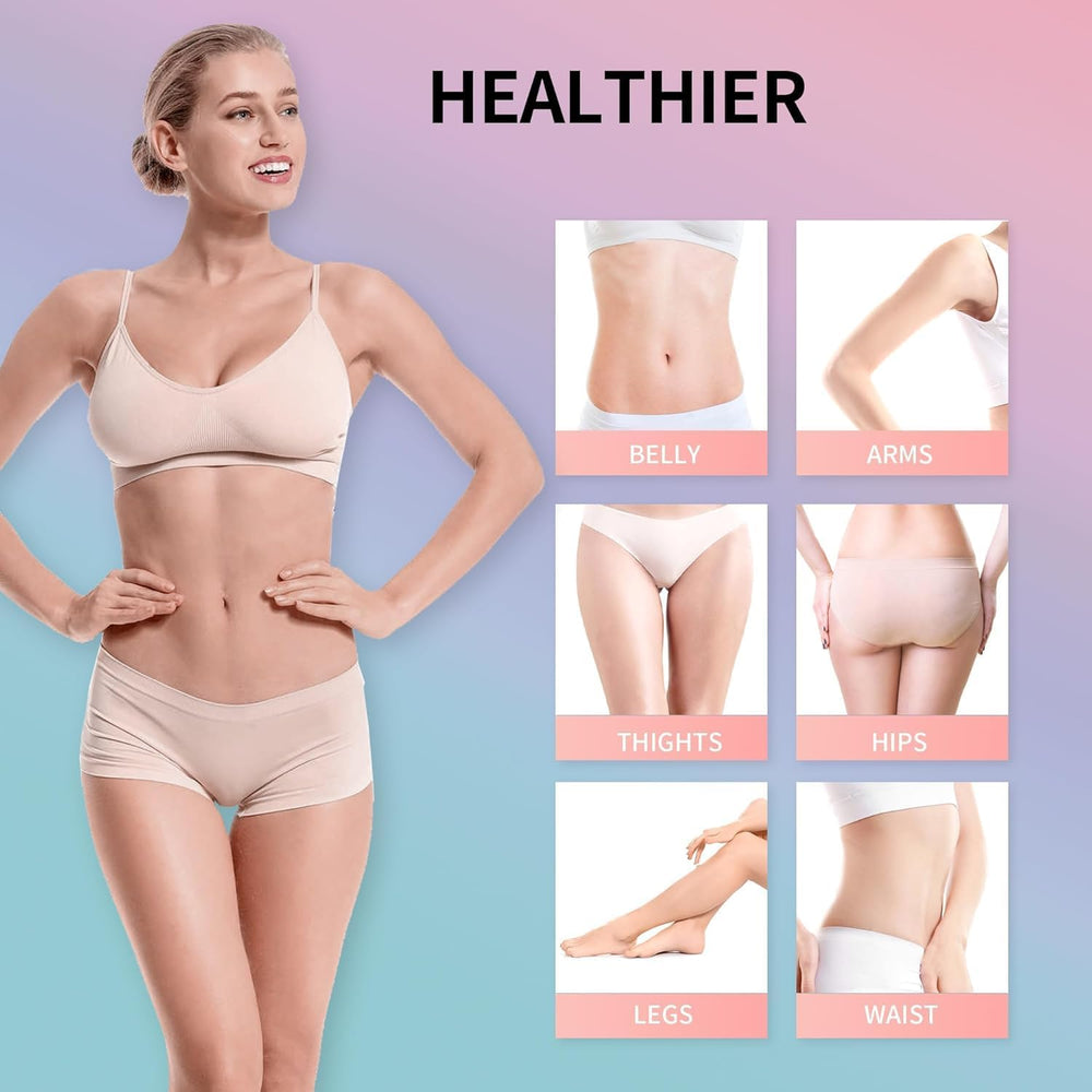 coinore B Flat Belly Firming Cream application rub shows massage-ready texture for abdomen and thighs.