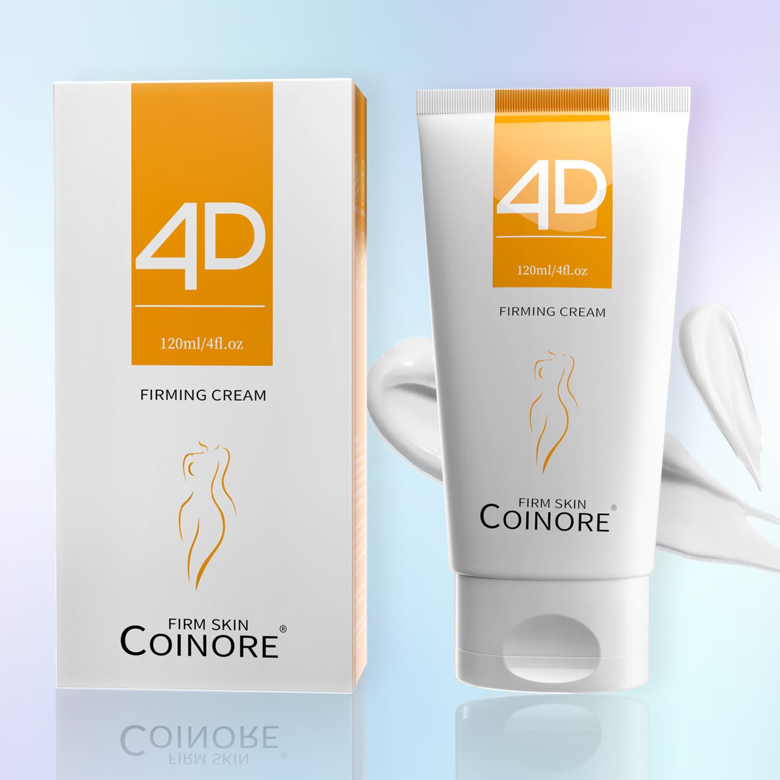 coinore B Flat Belly Firming Cream bottle demonstrates fast-absorbing moisturizer ideal for daily use.