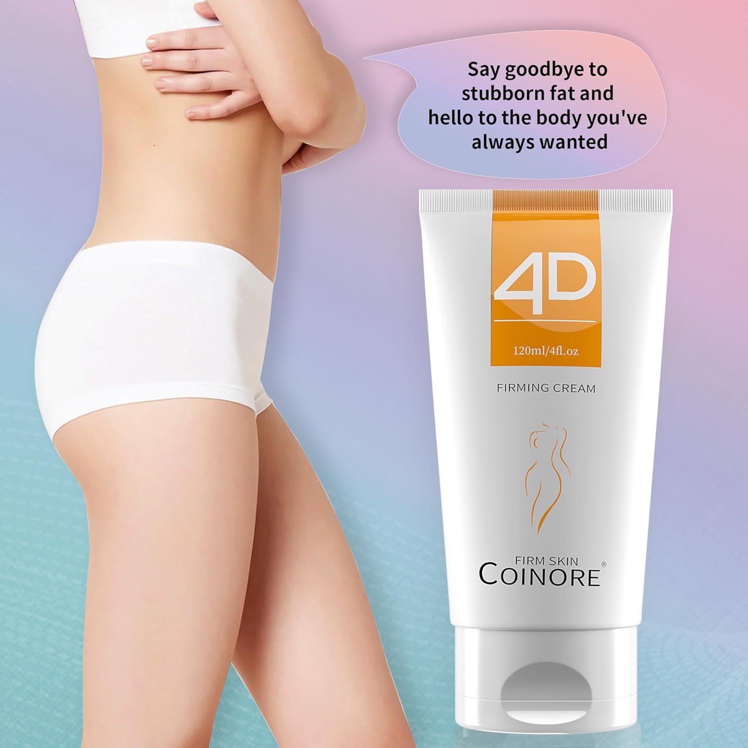 coinore B Flat Belly Firming Cream packaging conveys premium, safe daily skincare.
