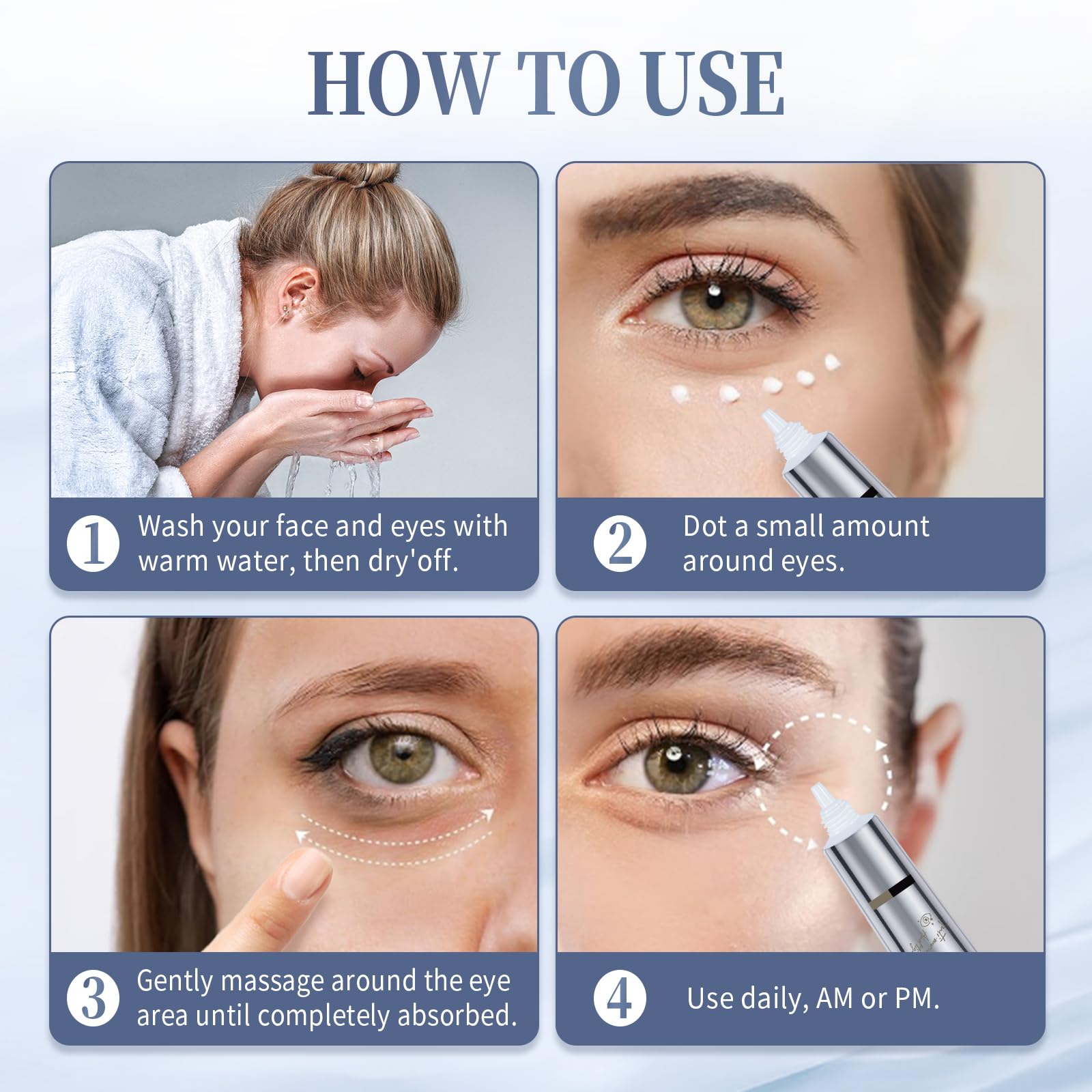 Coinore Retinol Under Eye Cream Vitamin E label close-up for antioxidant protection.