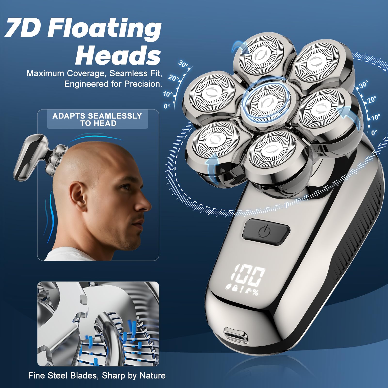 Coklean head shaver rotary 8500rpm image highlights powerful performance for thick hair.