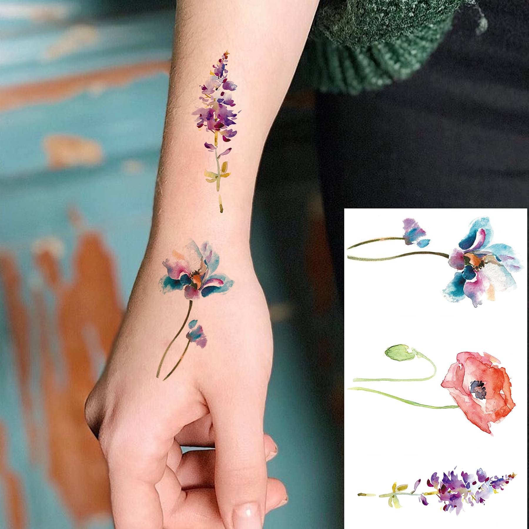 COKTAK watercolor lavender flower design on arm for stylish temporary body art.