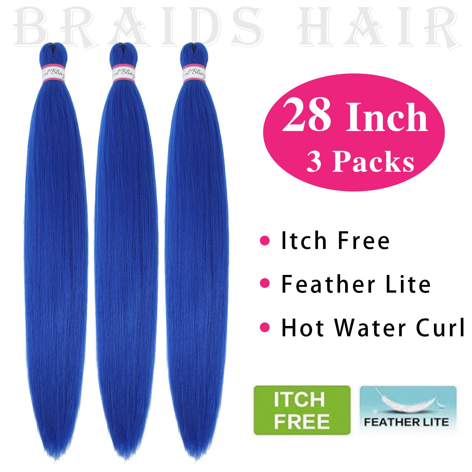Col Bling blue braiding hair box braids worn for daily wear