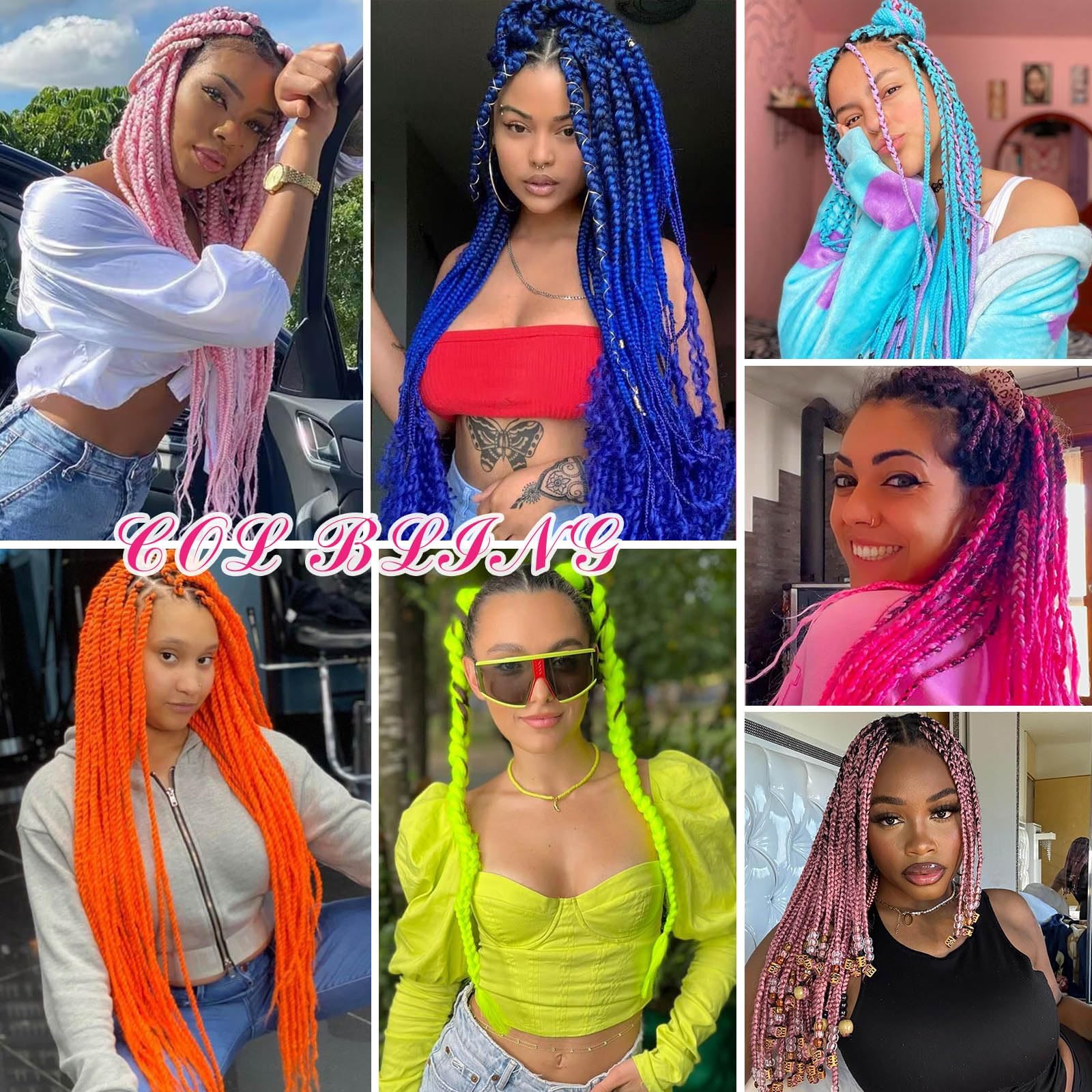 Col Bling blue braiding hair durable sweat-resistant fiber in action
