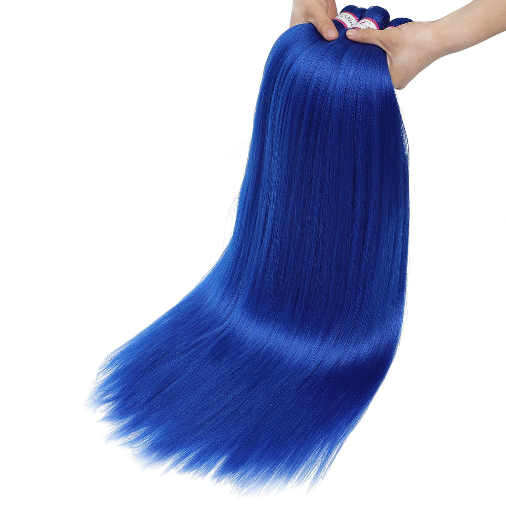 Col Bling blue braiding hair knotless style on model