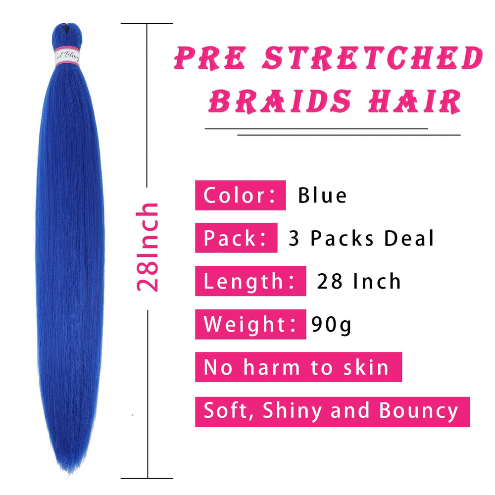 Col Bling blue braiding hair soft texture close-up highlights natural look