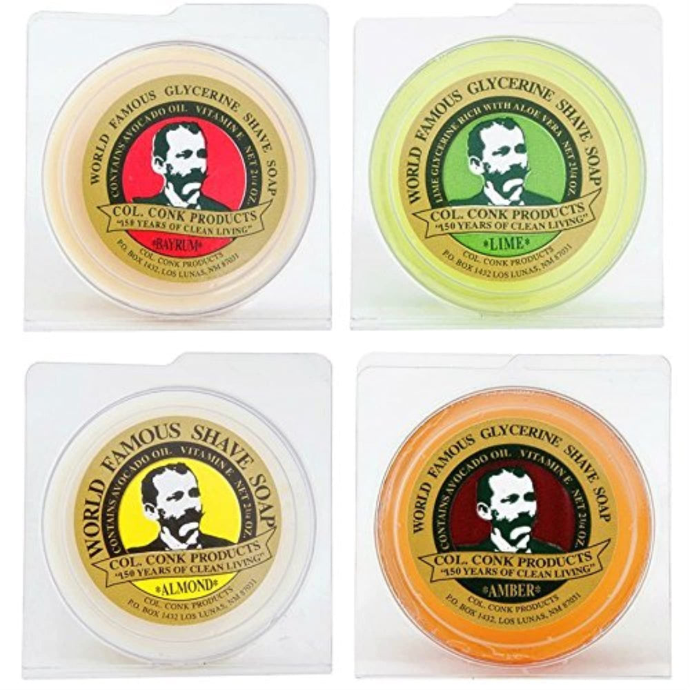 Col. Conk shave soap variety pack 4x2oz offers smooth, rich lather for a close shave