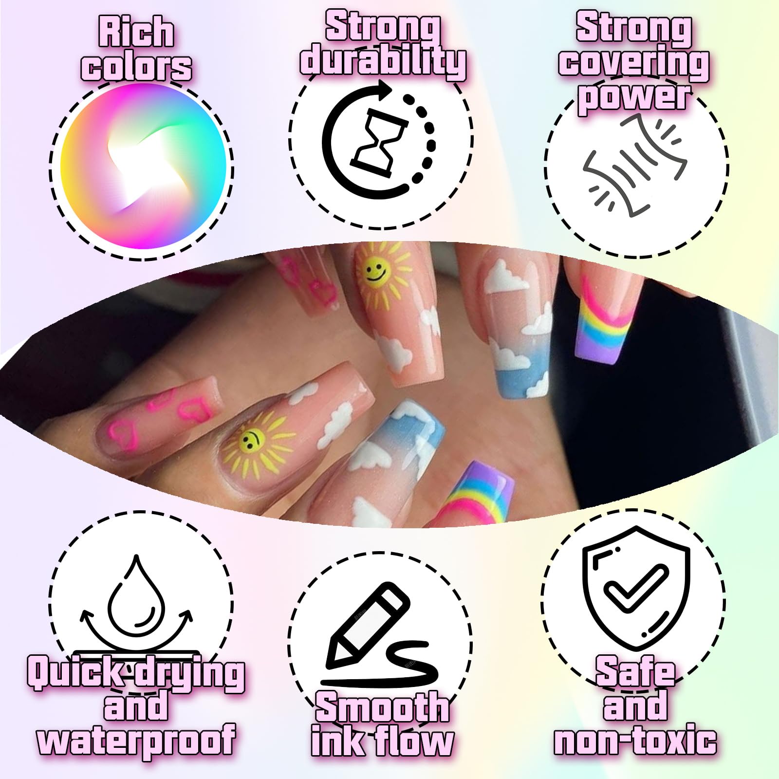 COLAYERIST pens showing gradients and patterns for gradient nail art