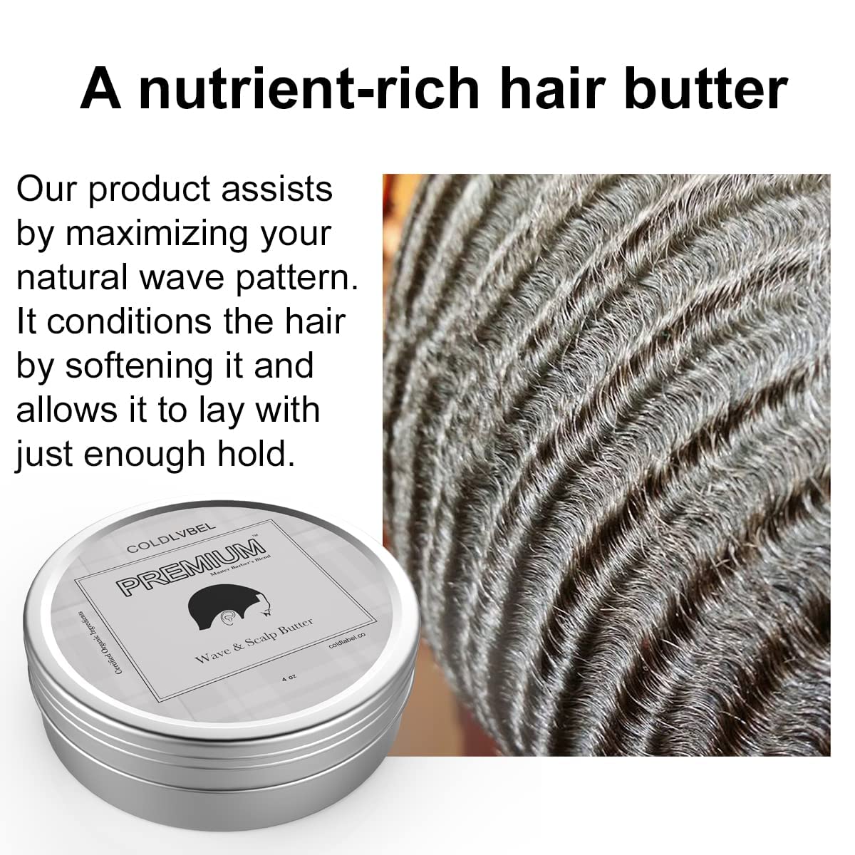 COLDLABEL Premium Wave Butter pour demonstrates easy application for defined waves.