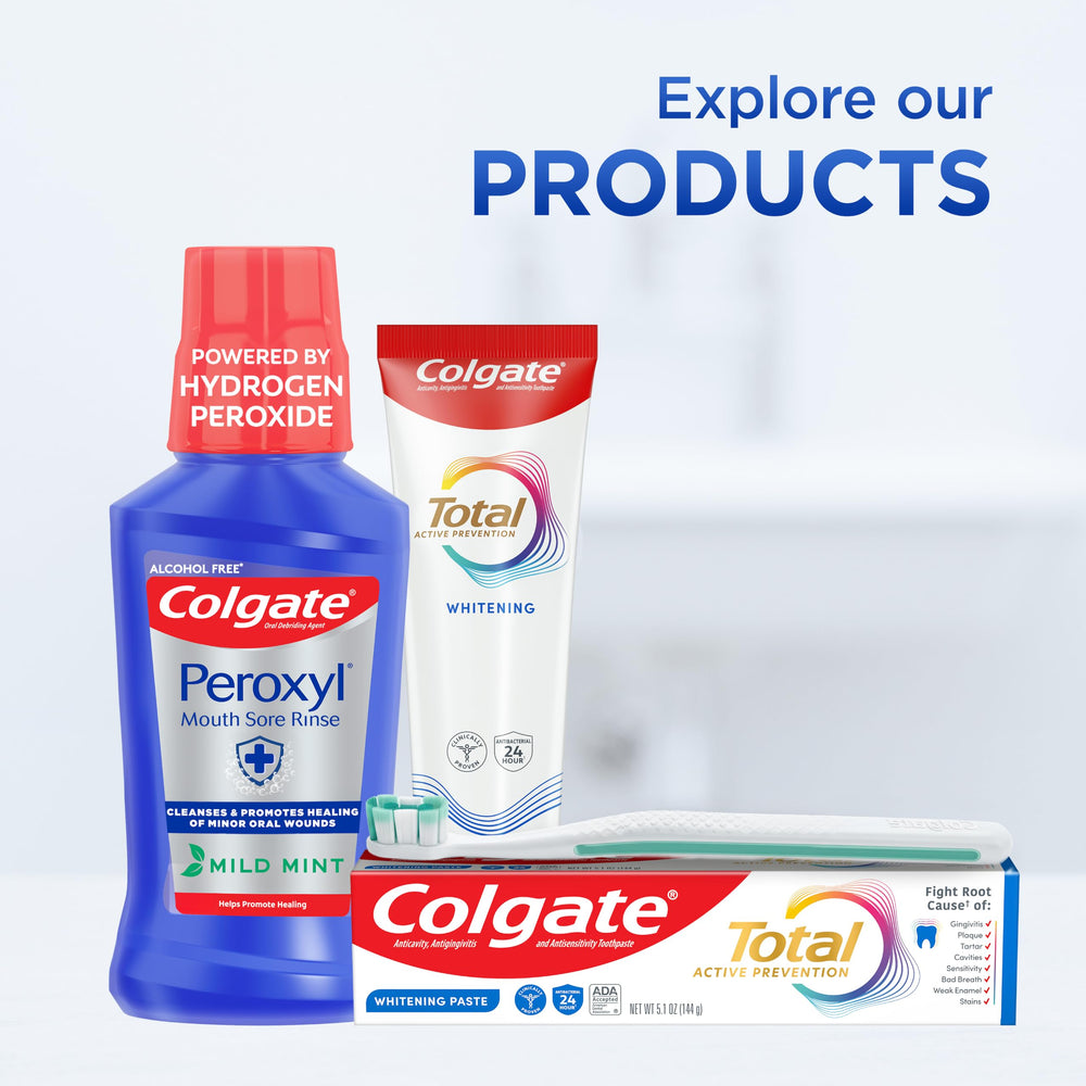 Colgate Peroxyl bottle with outer packaging to display retail presentation