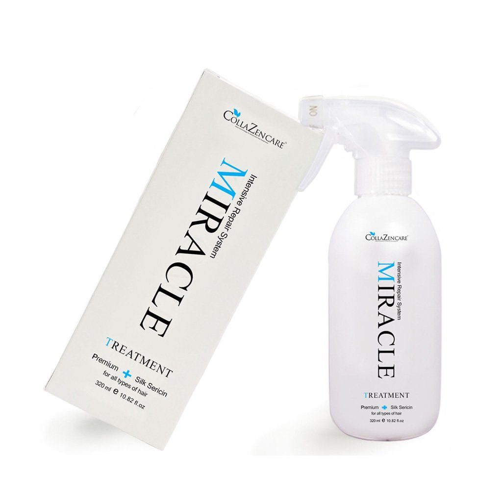 CollaZen Care Miracle Treatment sericin bottle for silkier, easier-to-comb hair.
