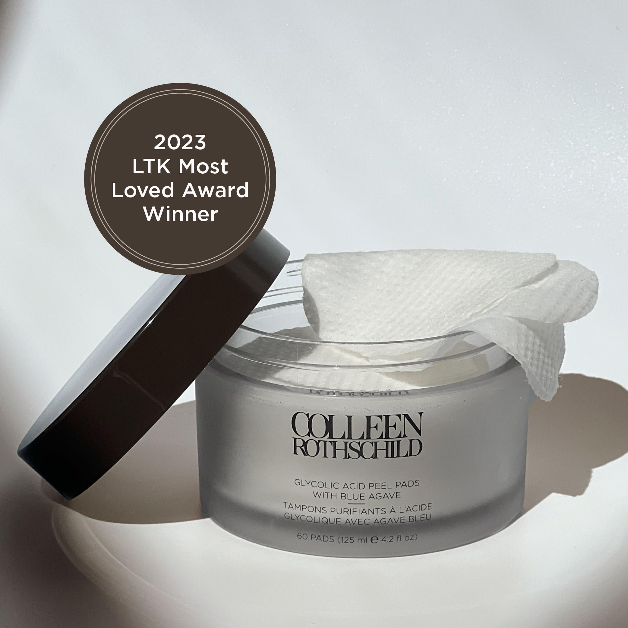 Colleen Rothschild peel pads close-up showing surface texture for gentle exfoliation.