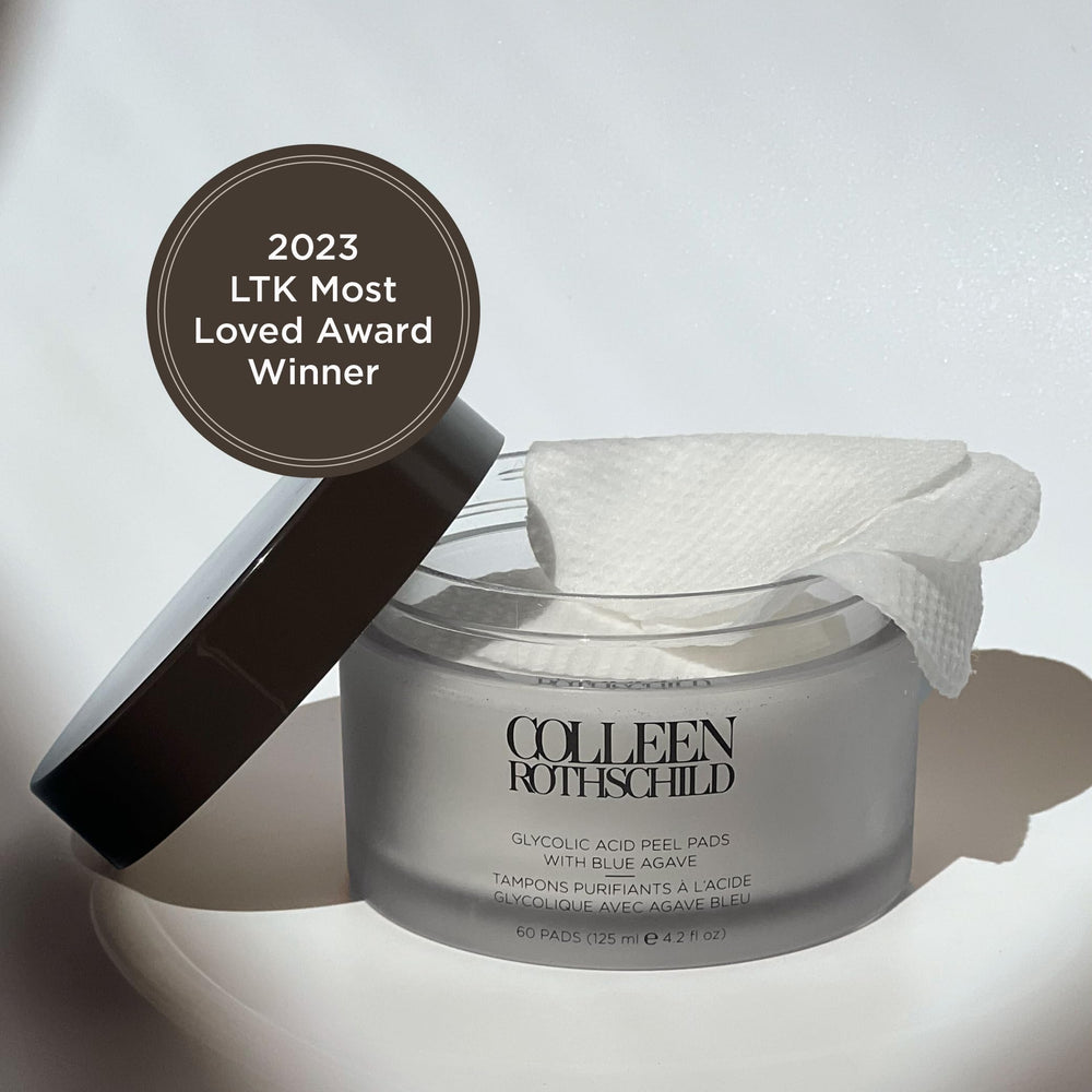 Colleen Rothschild peel pads close-up showing surface texture for gentle exfoliation.