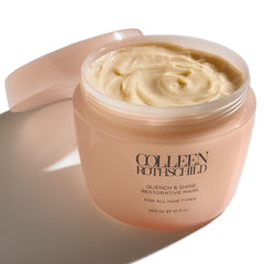 COLLEEN ROTHSCHILD Quench & Shine Mask bottle shown highlighting color-safe hydration