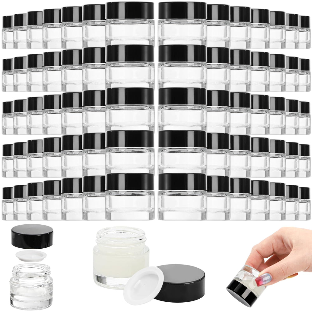 Coloch 70-pack glass jars set showing compact, travel-friendly containers for cosmetics.
