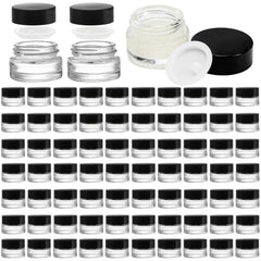Coloch 90-pack 5ml glass jars with airtight lids for bulk cosmetics storage.