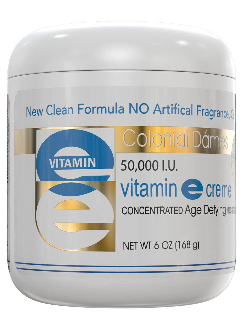 Colonial Dames Vitamin E concentrated cream bottle showcases high-potency hydration for dry skin.