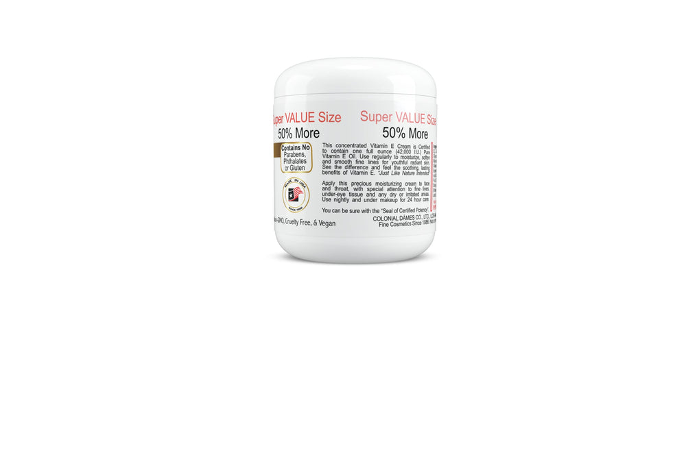 Colonial Dames Vitamin E Cream on rough skin areas like elbows and knees for soft, moisturized skin