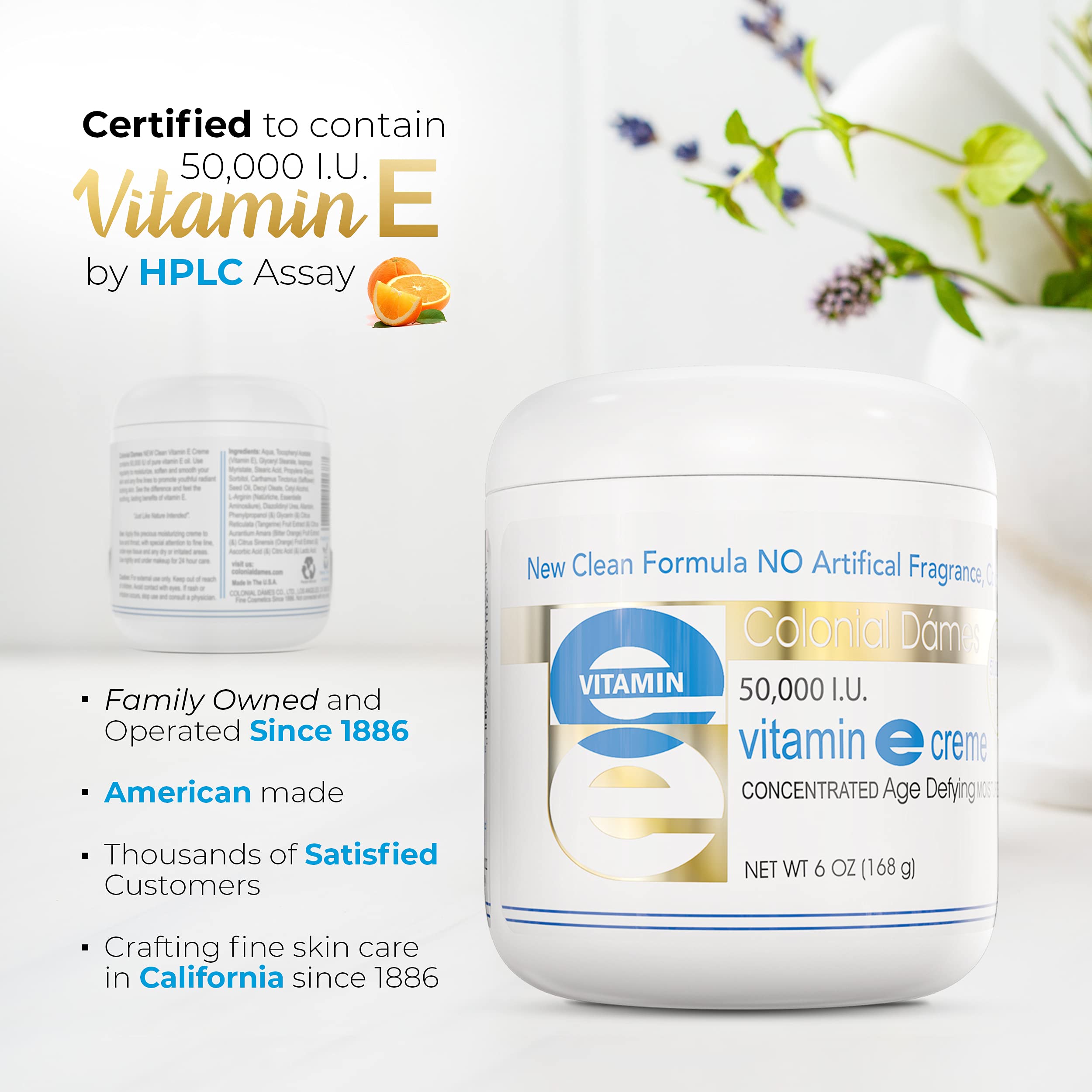 Colonial Dames Vitamin E cream spread on skin shows smooth, even coverage.