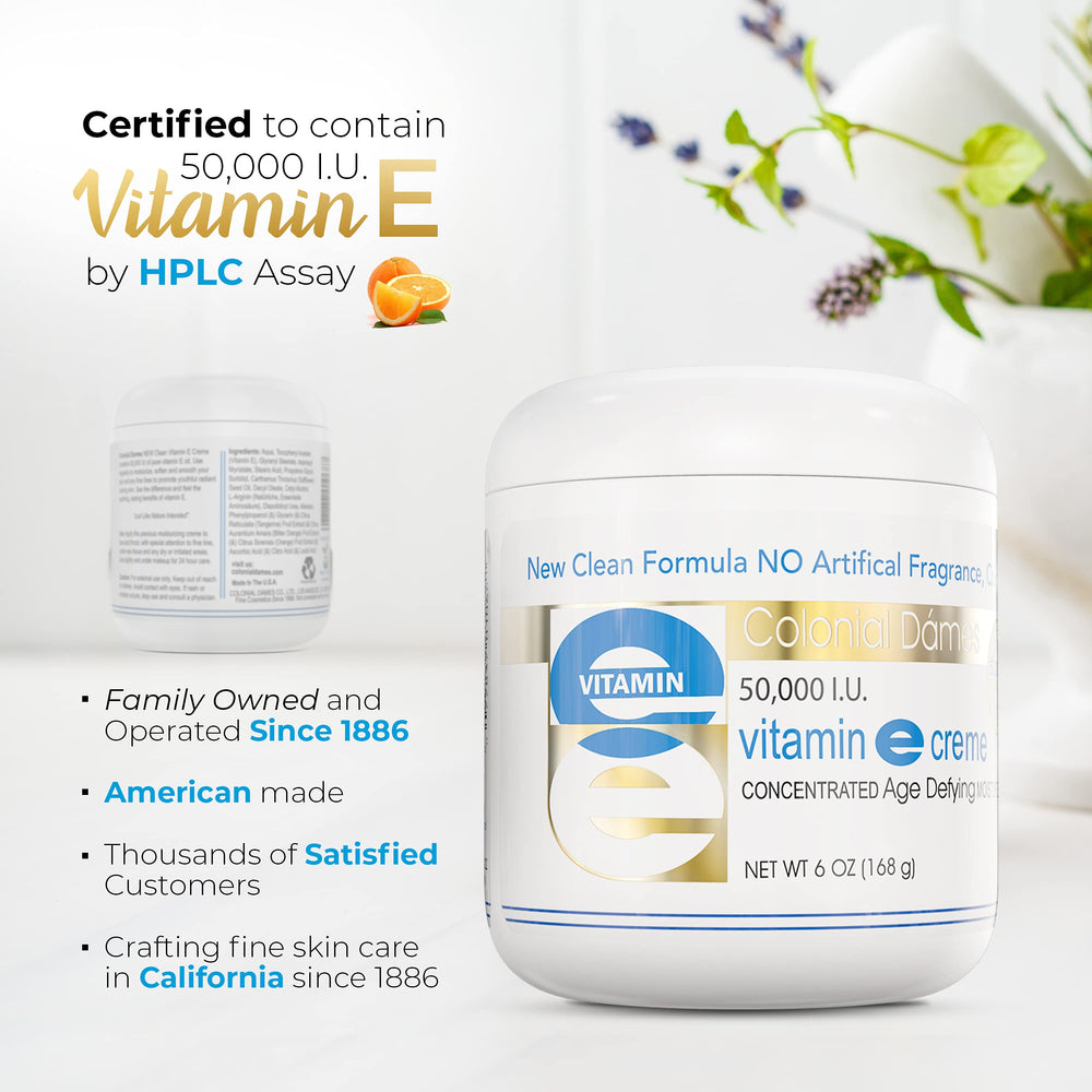 Colonial Dames Vitamin E cream spread on skin shows smooth, even coverage.