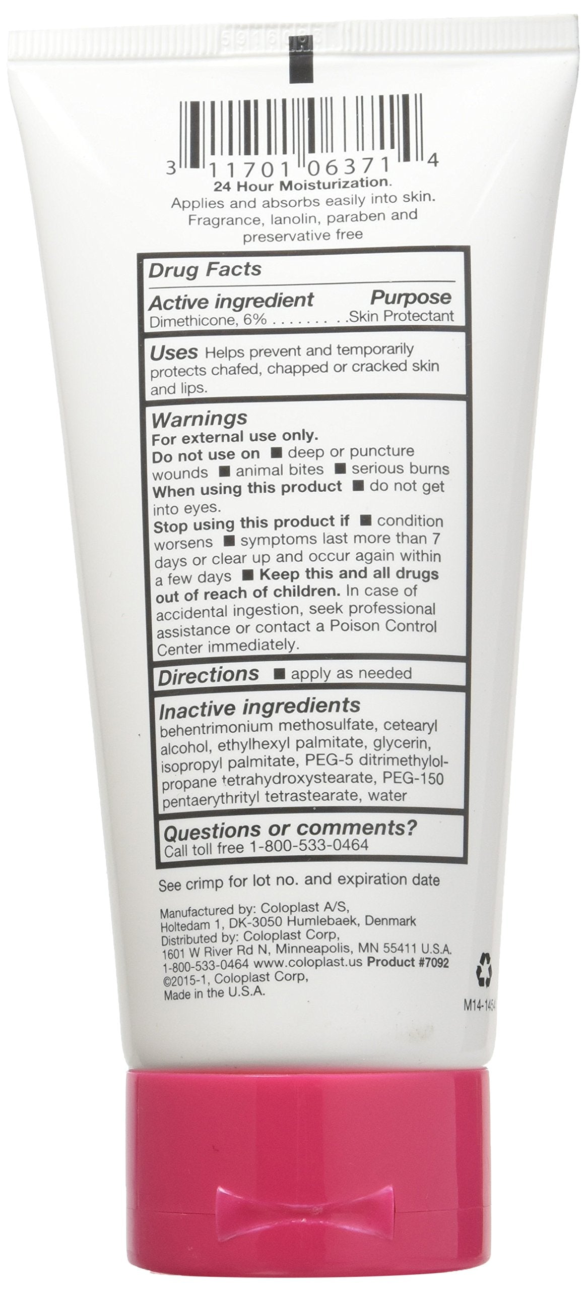Coloplast Sween 24 unscented cream jar closeup highlighting 6% dimethicone barrier