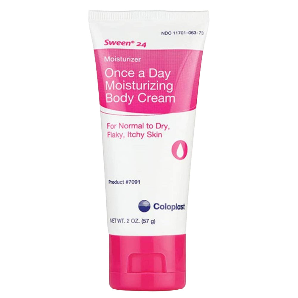 Coloplast Sween Cream 2oz bottle for dry skin relief and temporary protection.