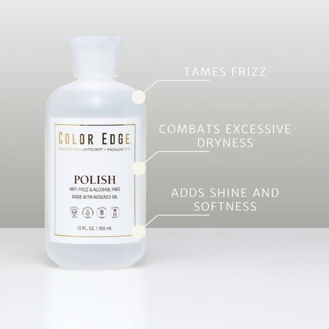 Color Edge Polish smooths hair during styling with a light non-greasy finish.
