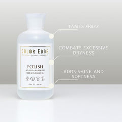 Color Edge Polish smooths hair during styling with a light non-greasy finish.