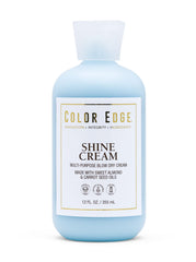 Color Edge Shine Cream bottle demonstrates weightless detangling for quick styling