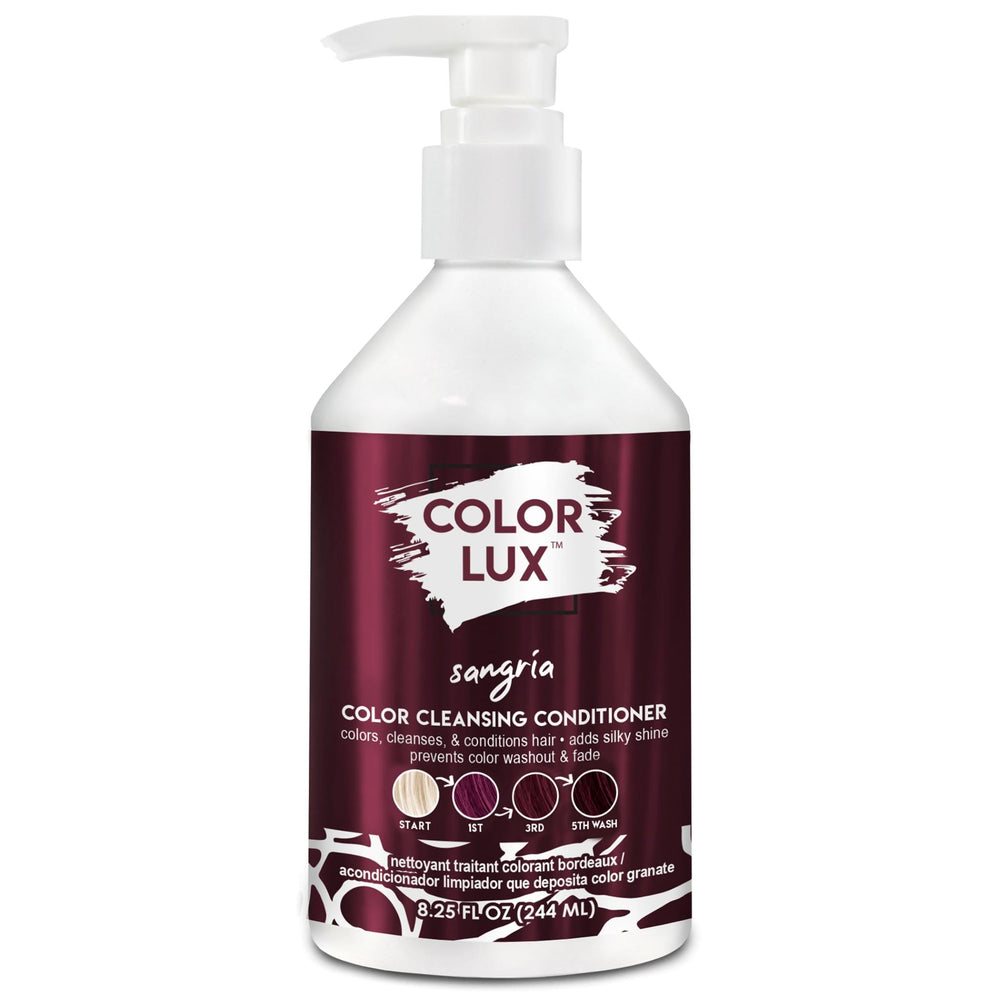 Color Lux Color Cleansing Conditioner Sangria bottle pour promotes buildable color and easy application