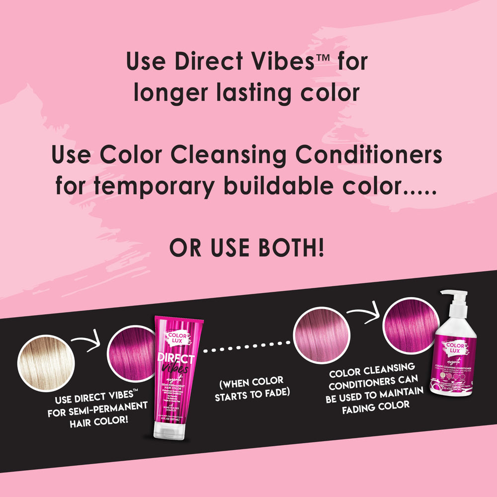 Color Lux Direct Vibes Magenta gloss sheen after coloring for radiant shine.
