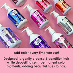 Conditioning action on hair with visible silver tint and shine from Color Lux Silver.