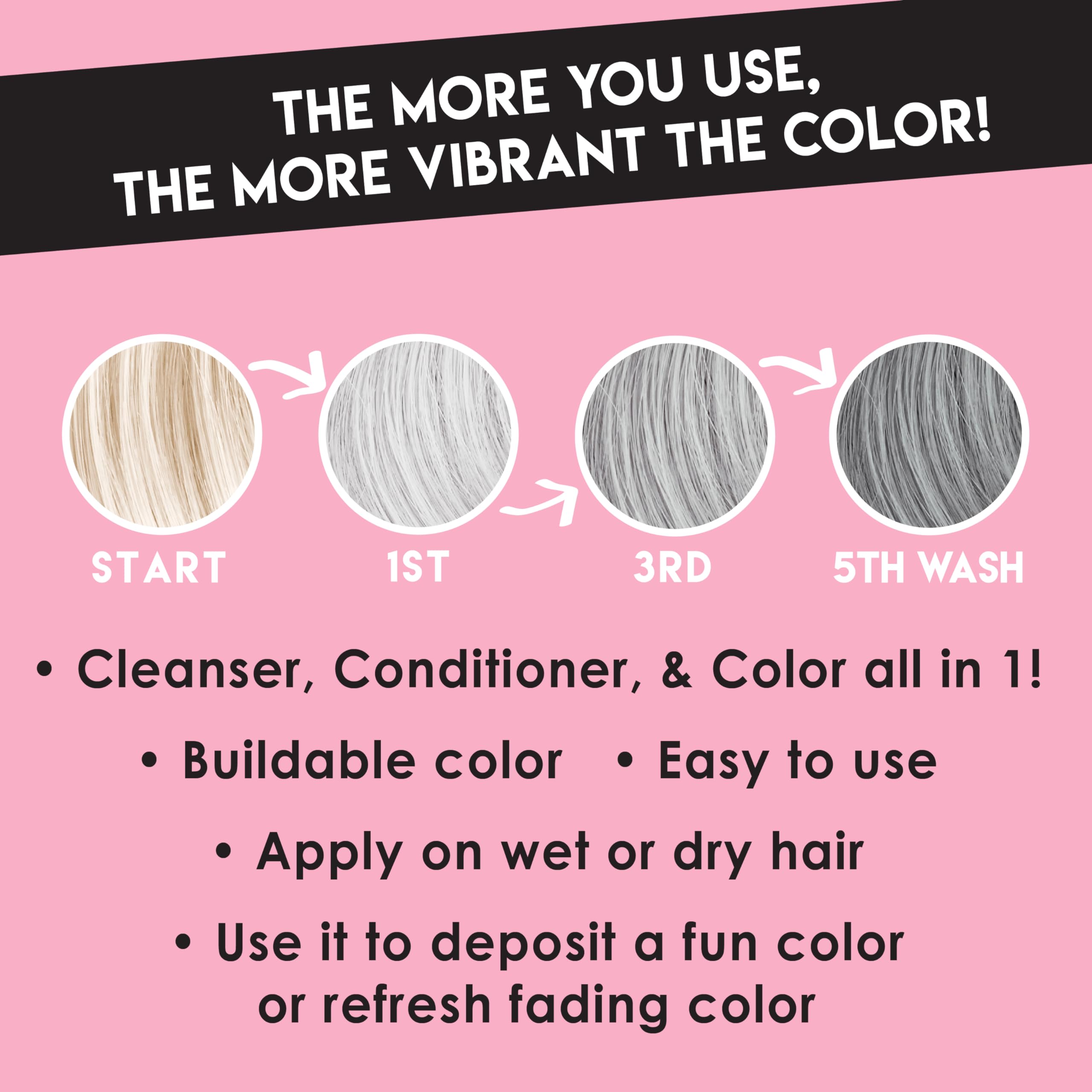 Foamy application on wet hair showing even color deposit from Color Lux Silver.