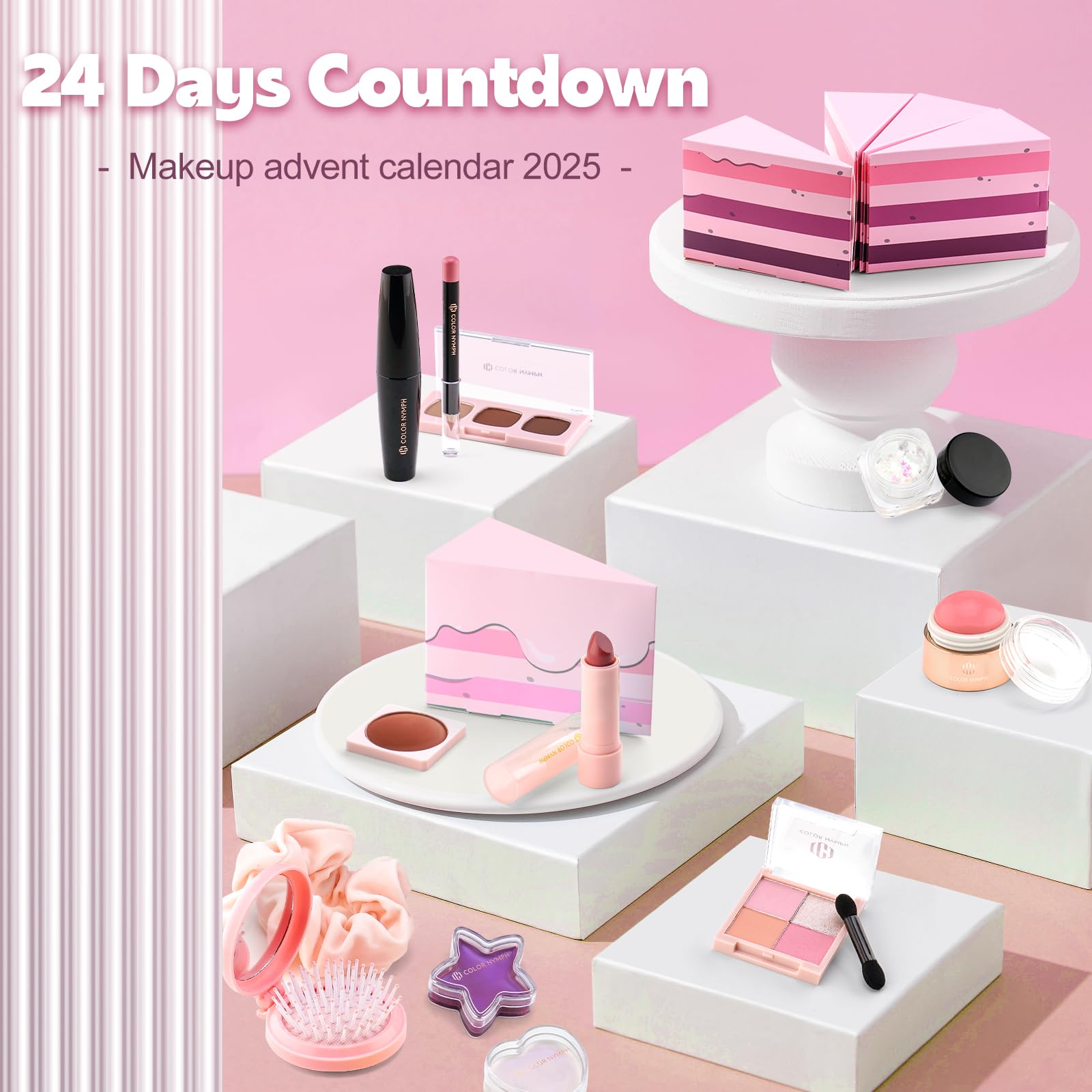Color Nymph Advent Calendar 2025 blush and lip gloss collection for color pops.