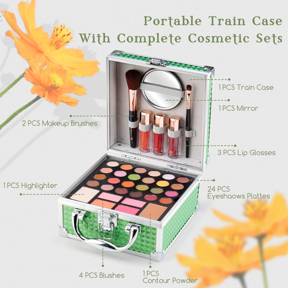 Color Nymph blush-bronzer-highlighter set adds natural warmth and glow.