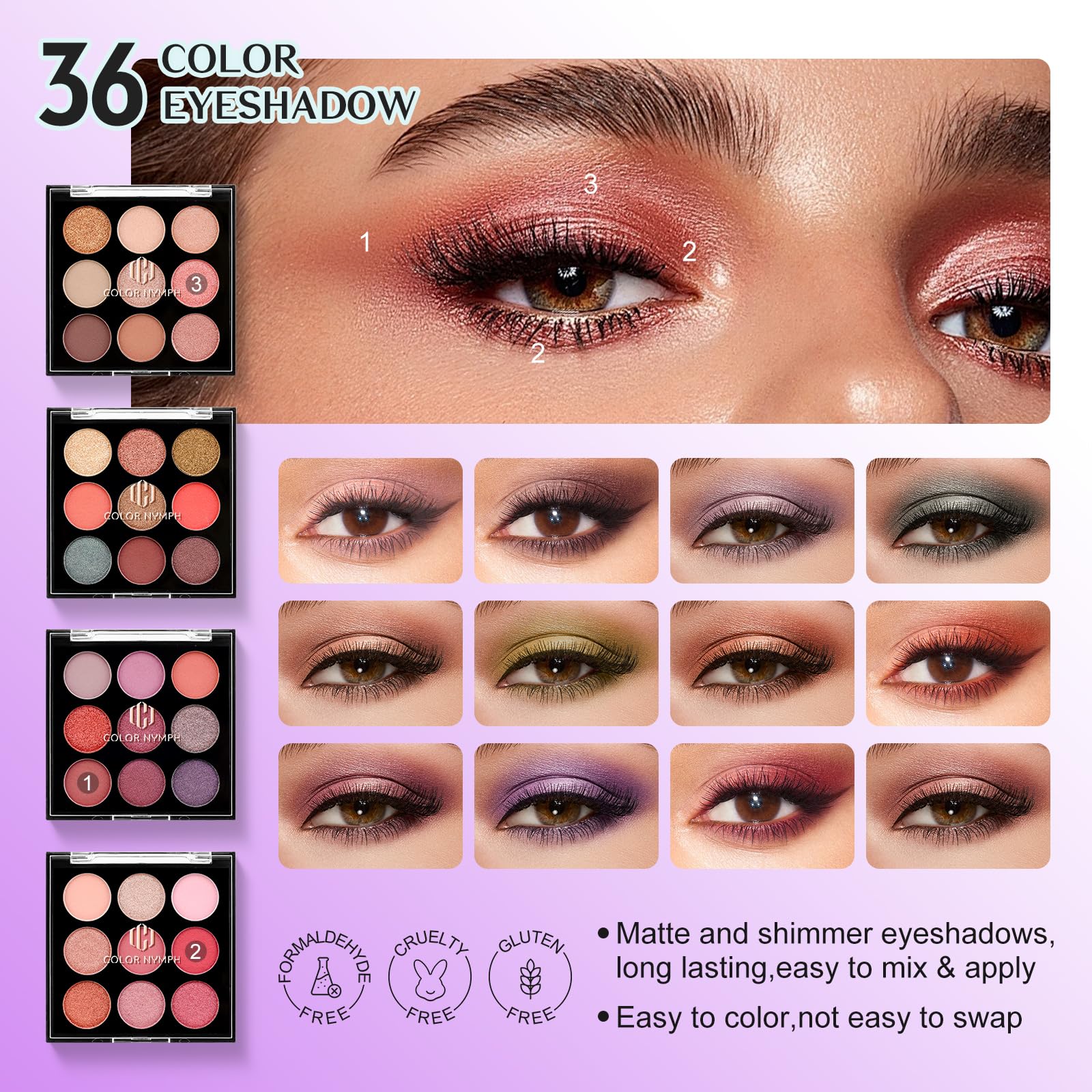 Color Nymph eyeshadow-palette-colors showcases rich payoff for bold or subtle looks