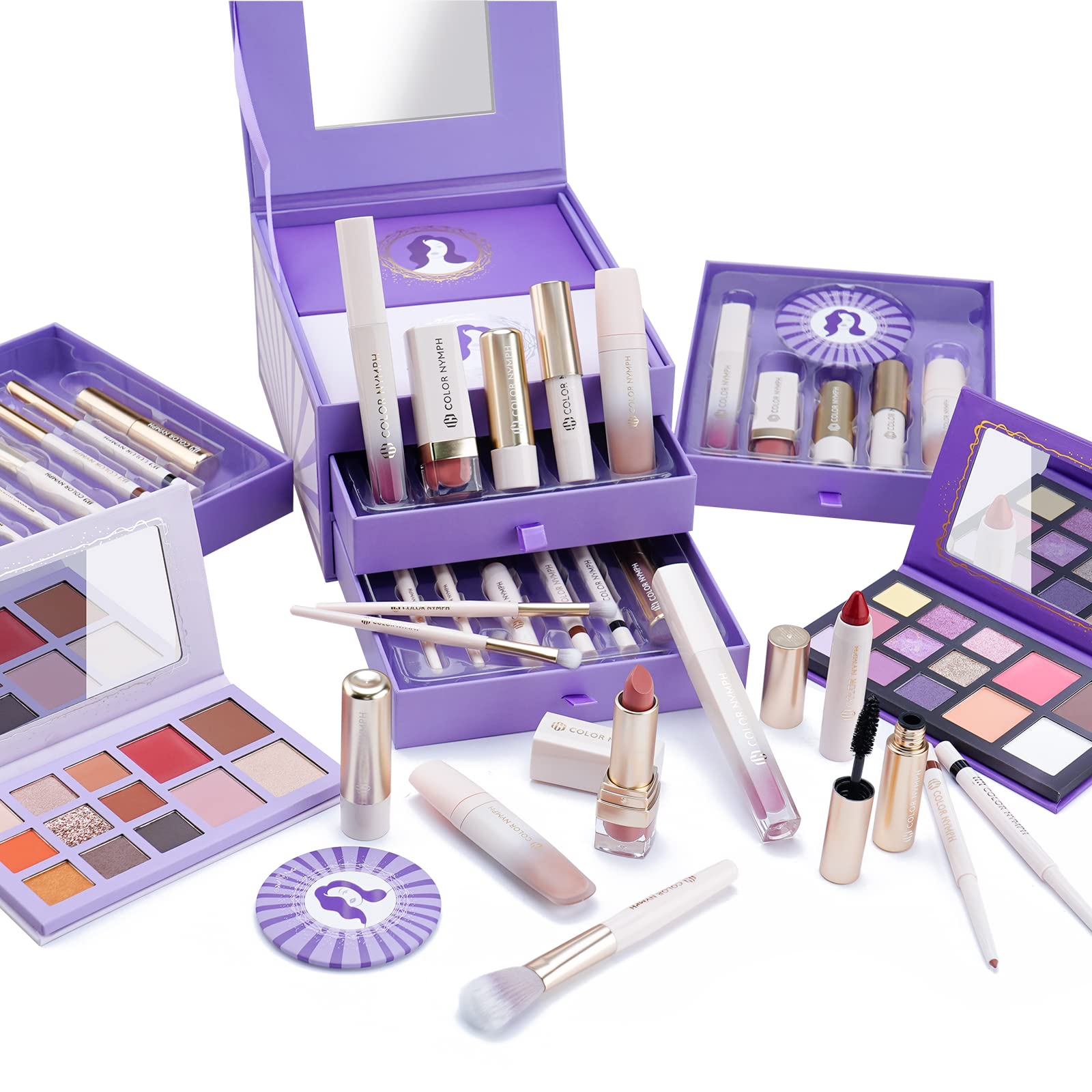 Color Nymph makeup gift set teens box front shows premium purple packaging ideal as a gift