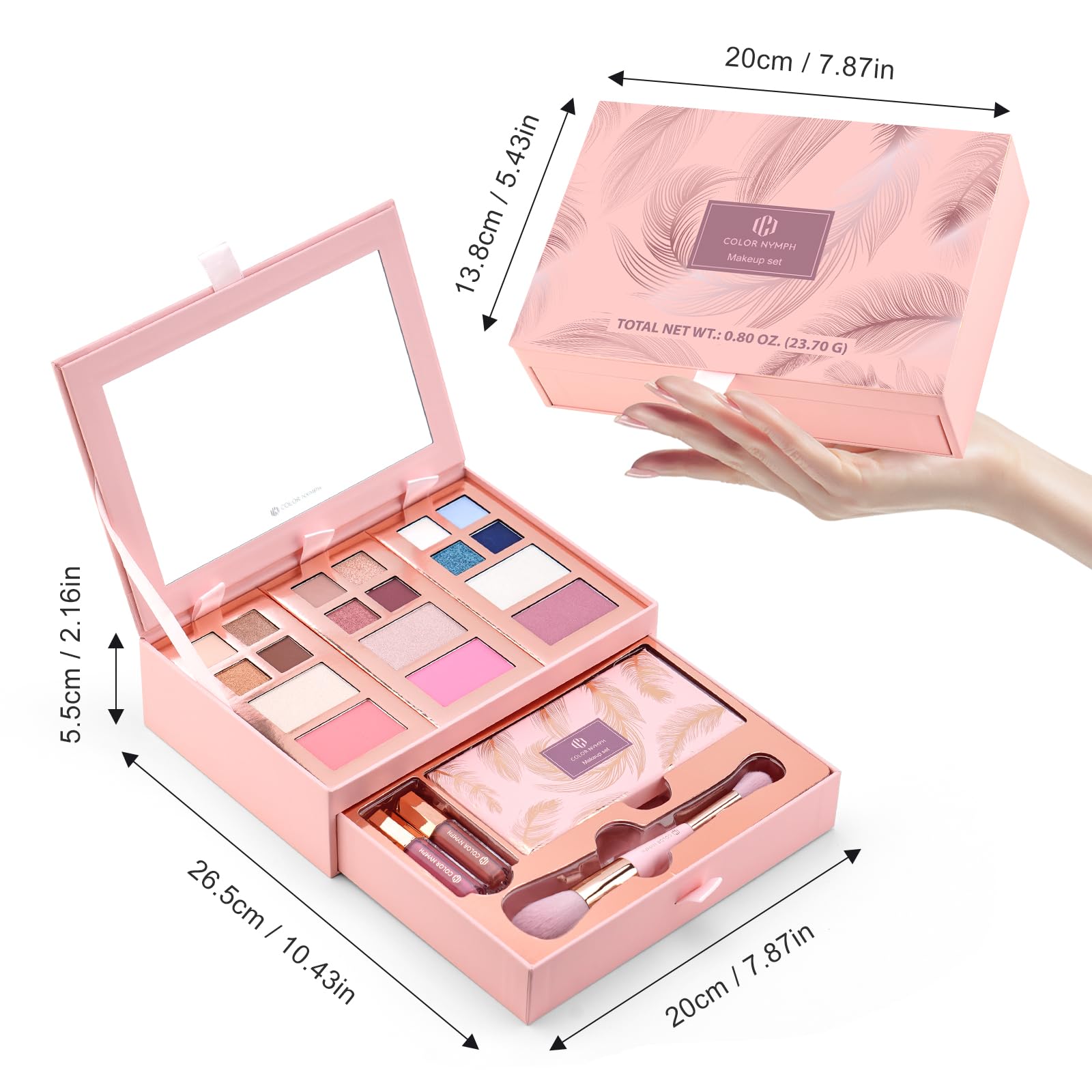 Color Nymph pink blush-highlighter-contour quad for buildable glow
