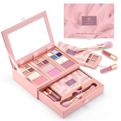 Color Nymph pink makeup palette open with mirror for on-the-go touch-ups