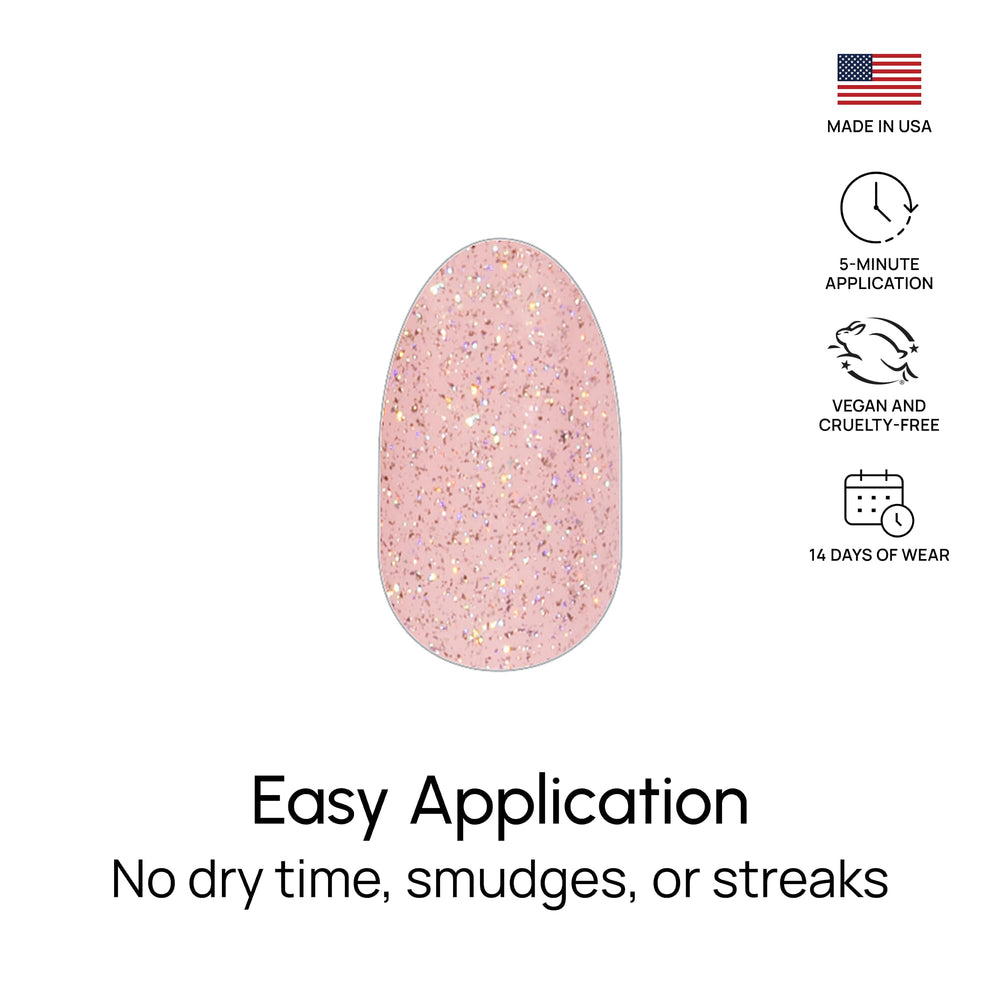 Color Street Blushing in Flushing glitter finish adds subtle sparkle.