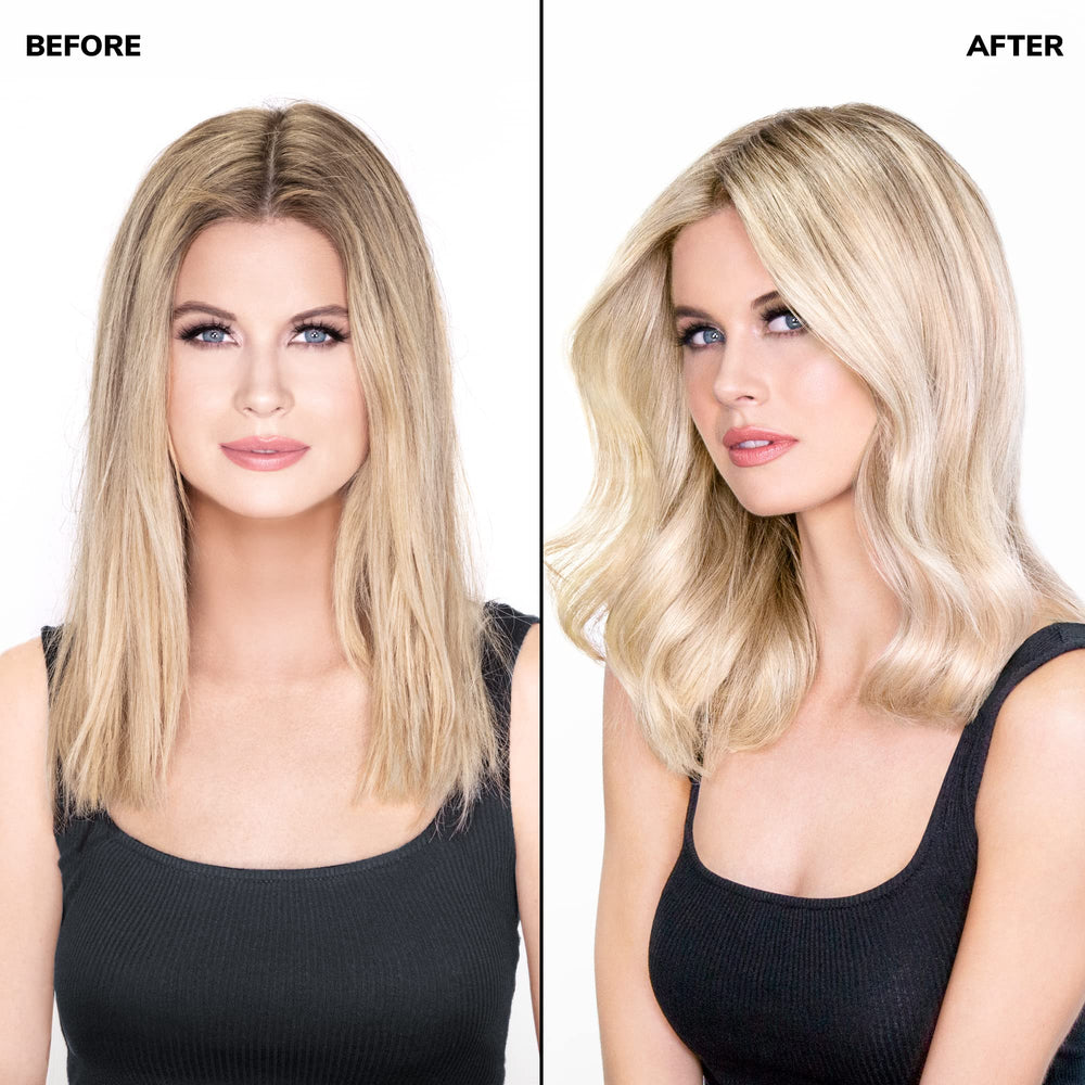 COLOR WOW Purple Foam applied on wet hair for quick brassy neutralization.