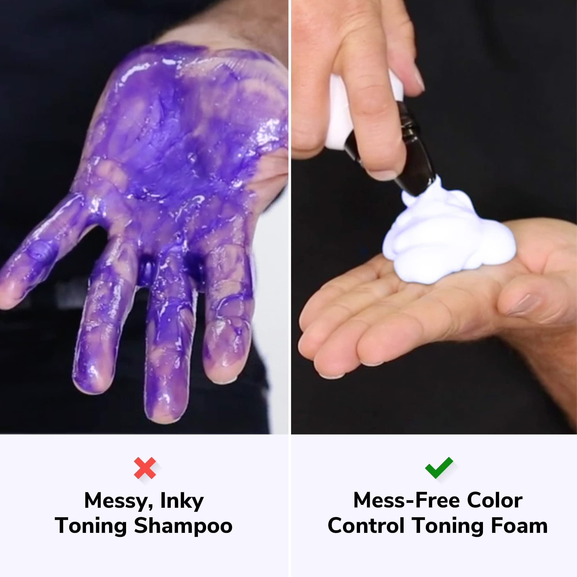 COLOR WOW Purple Foam for brunette tones; blue foam option also available.